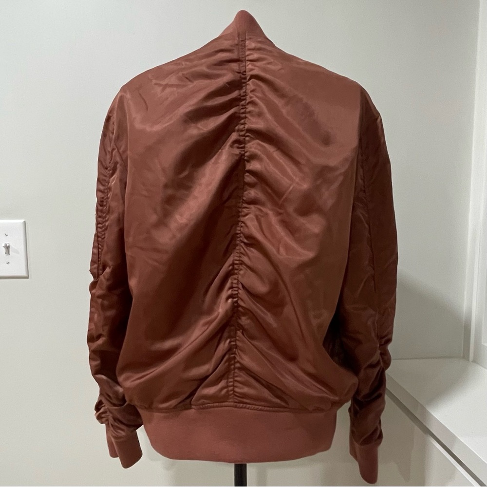 Allsaints Myra Bomber Jacket Ruched Mauve Rust Brown Urban Casual School - Picture 7 of 10